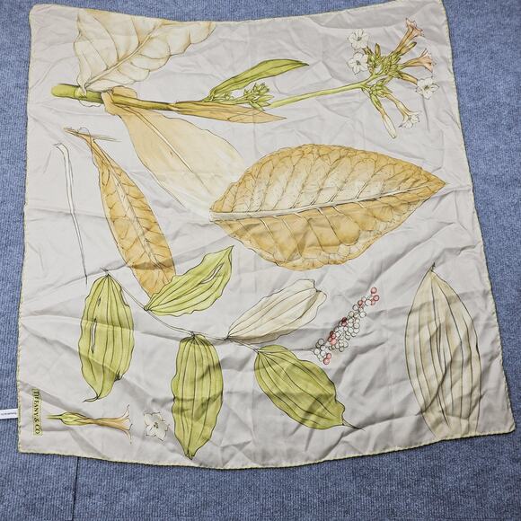 Tiffany & Co Square Scarf Silk Botanical Made Italy Botanical Floral Minimalist - Picture 1 of 8